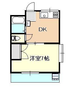 ロイヤル黒崎 NO2(1DK/2階)の間取り写真