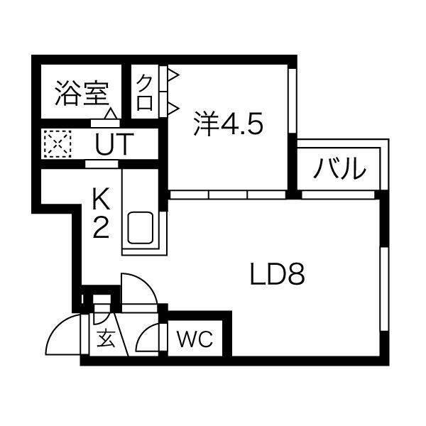 キングハウス豊平4条9丁目(1LDK/4階)の間取り写真