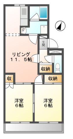 メゾンドリベンテ(2LDK/2階)の間取り写真