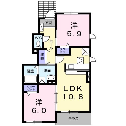 ルーチェ(2LDK/1階)の間取り写真