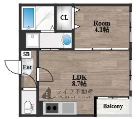 ハーモニーテラス小路東VII(1LDK/1階)の間取り写真