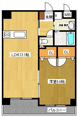 ランドスケープ田崎本町(1LDK/3階)の間取り写真