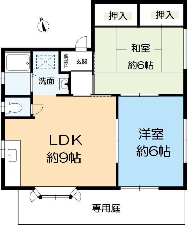 コスモ中町(2LDK/1階)の間取り写真