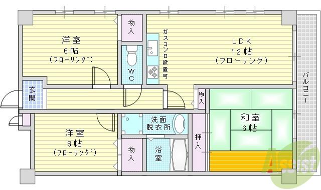 パシフィックマンション1(3LDK/5階)の間取り写真