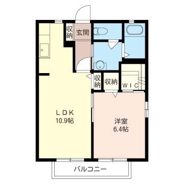 マーヴェラスヴューIII(1LDK/2階)の間取り写真