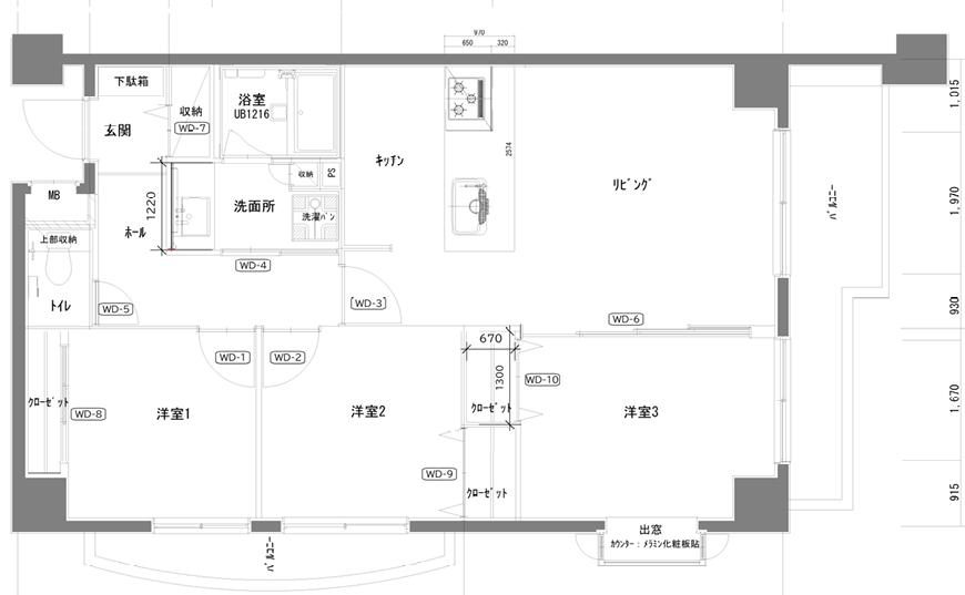 グランシャリオ洗足(3LDK/5階)の間取り写真