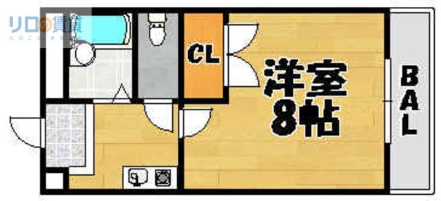 南花屋敷エイティーンハウス(1K/2階)の間取り写真