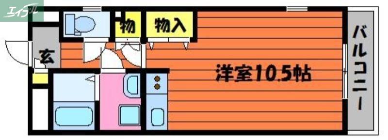 ライオンズマンション岡山医大南(1K/4階)の間取り写真