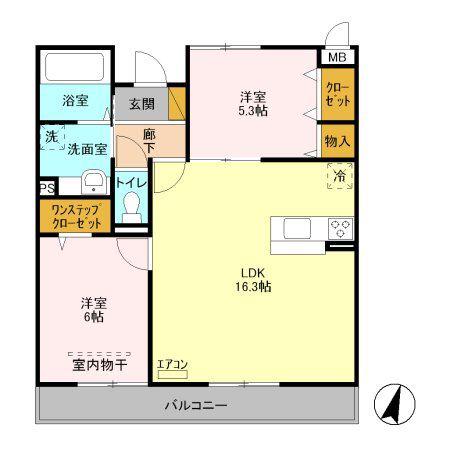 グリーンレジデンス葉月(2LDK/3階)の間取り写真