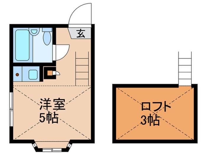 エコー上石神井(ワンルーム/2階)の間取り写真