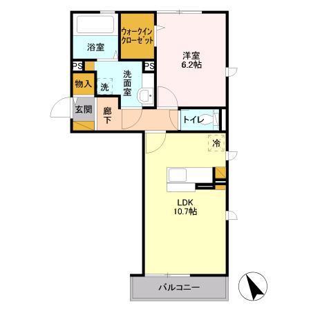 CREA FLEUR(1LDK/2階)の間取り写真