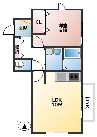 セピア花小金井(1LDK/1階)の間取り写真