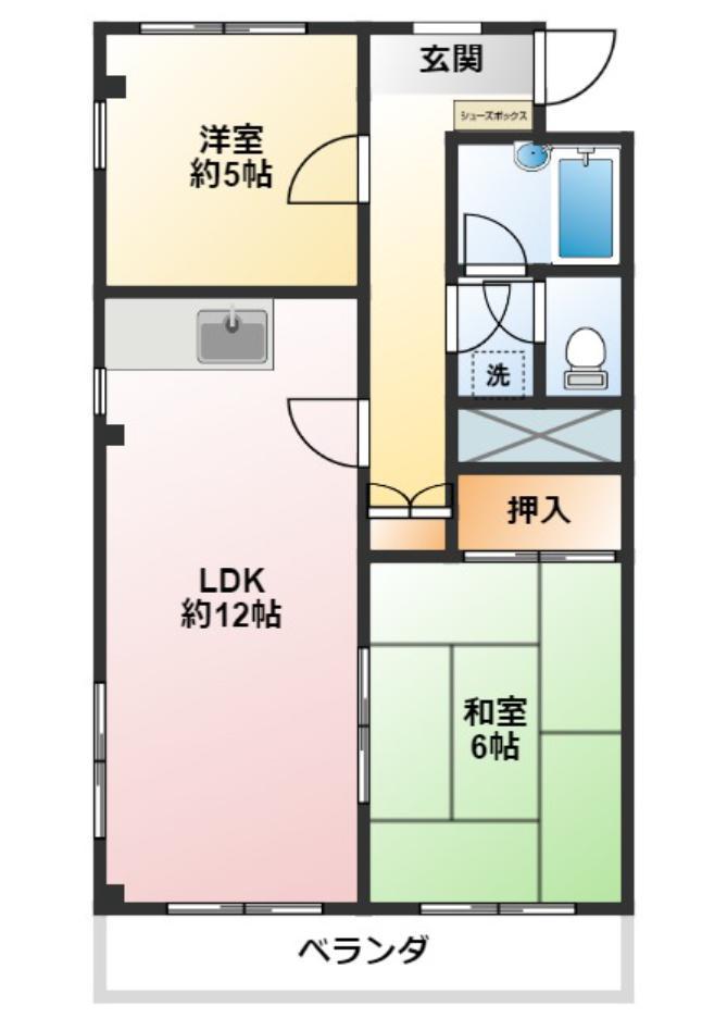 ドゥエル弥生(2LDK/2階)の間取り写真
