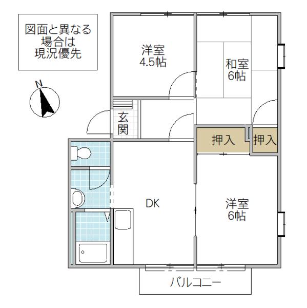 カサヴェール千波 B棟(3DK/2階)の間取り写真