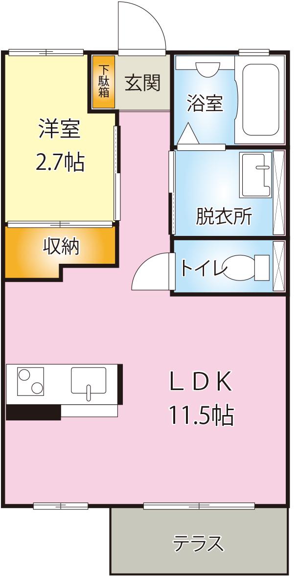 フローラハイム(1LDK/1階)の間取り写真