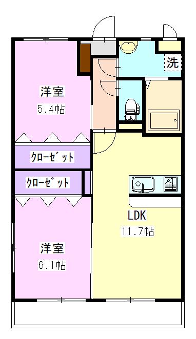 絆パレス 105(2LDK/1階)の間取り写真
