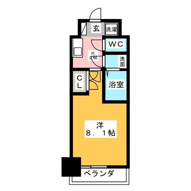 プレスタイル菊川(1K/8階)の間取り写真