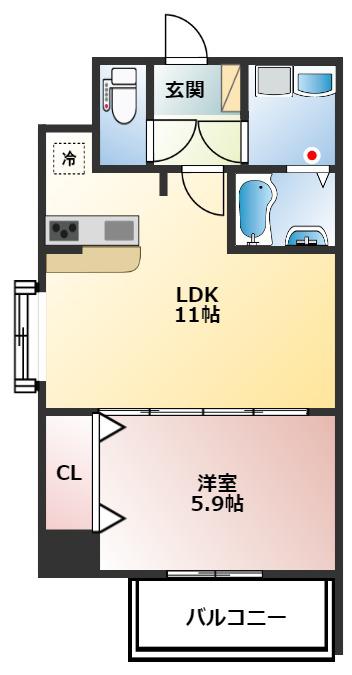 T.P.Cレジデンス府中(1LDK/2階)の間取り写真