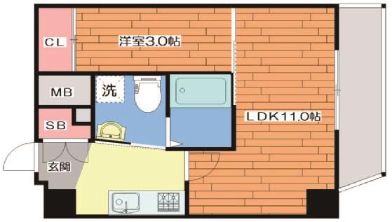MCOURT関大前(1LDK/6階)の間取り写真
