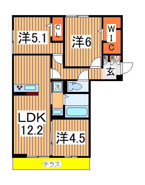 リリーアネラ(3LDK/1階)の間取り写真