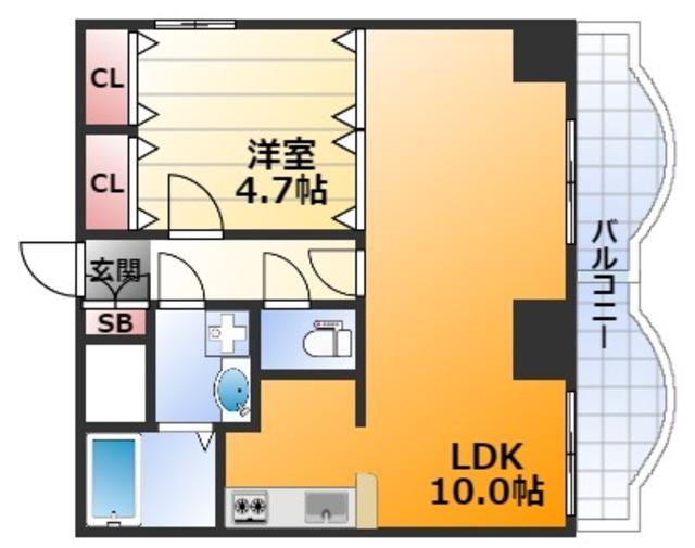ノルデンタワー新大阪アネックス(1LDK/10階)の間取り写真