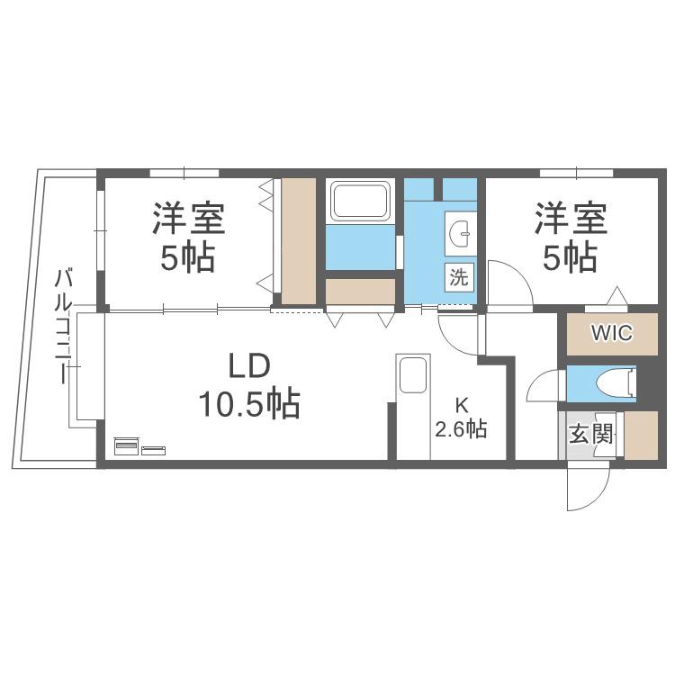 アルファスクエア平岸イースト(2LDK/2階)の間取り写真