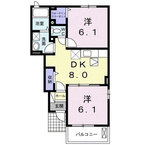 アークリヴェール(2DK/1階)の間取り写真