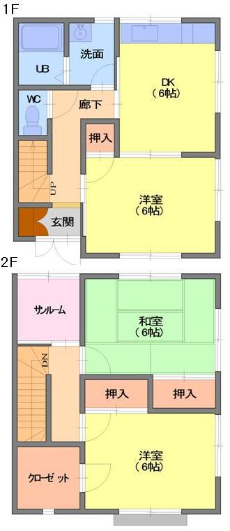 メゾネットIII(3DK/1階)の間取り写真
