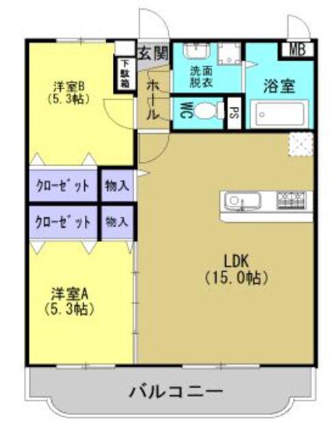 ユーミーあだちIII(2LDK/2階)の間取り写真