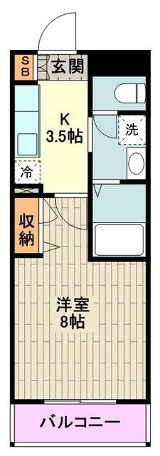 ヴィラマルーン(1K/1階)の間取り写真