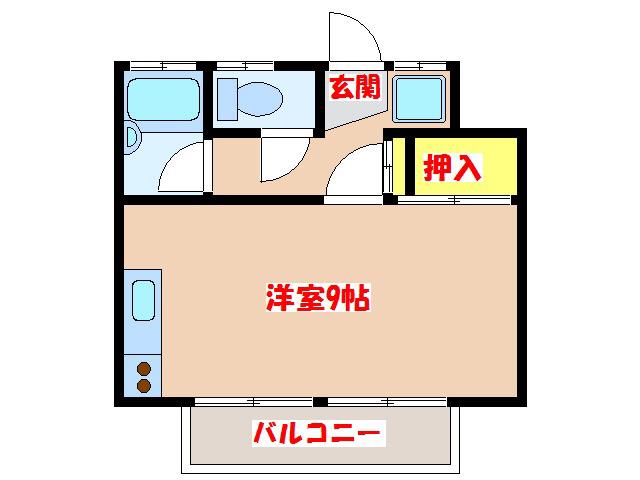 ヴィレ中郷(ワンルーム/1階)の間取り写真