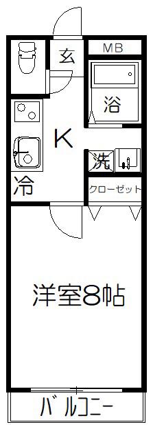パークサイド土呂(1K/2階)の間取り写真