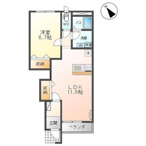 ルミエールI(1LDK/1階)の間取り写真