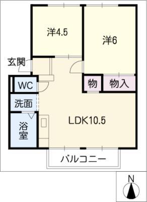 パナホーム吉良(2LDK/2階)の間取り写真