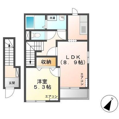 シャルム オーヴェスト(1LDK/2階)の間取り写真