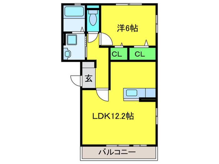 リヴィエール諏訪森(1LDK/2階)の間取り写真