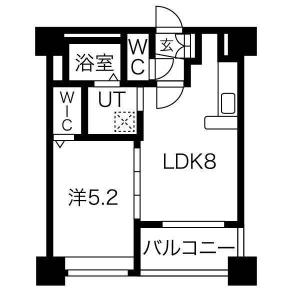 クラッセ大通東(1LDK/3階)の間取り写真