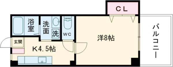 西尾ビル(1DK/2階)の間取り写真