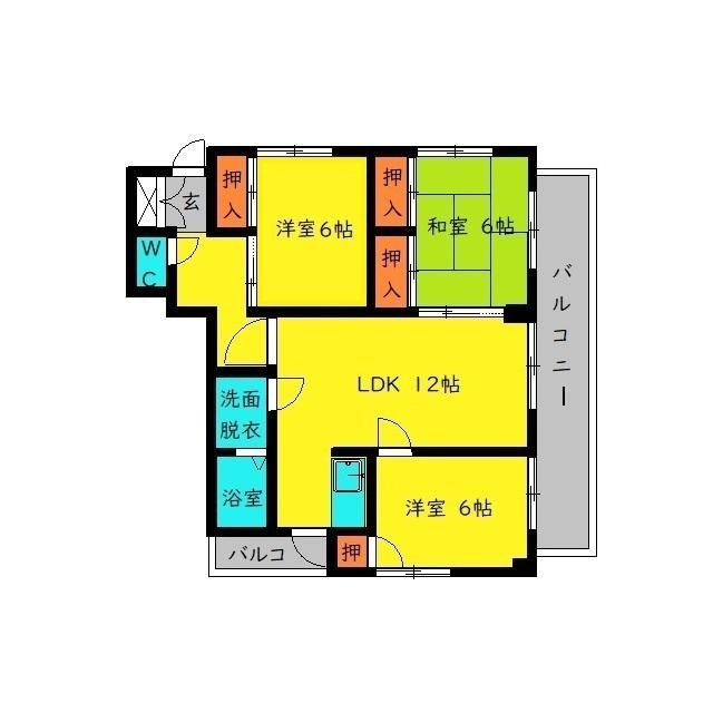 ハンリーラ円入(3LDK/2階)の間取り写真