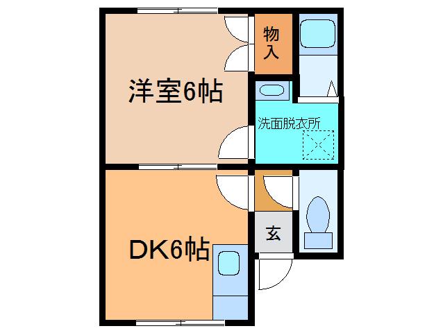 パールハイツ(1DK/1階)の間取り写真