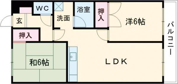 シティーハイツ木村(2LDK/1階)の間取り写真