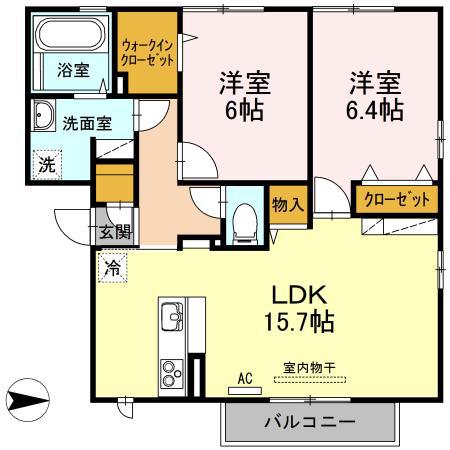 アイビー(2LDK/2階)の間取り写真