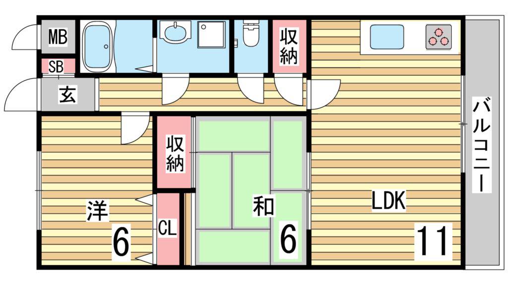 マンションアムール(2LDK/2階)の間取り写真