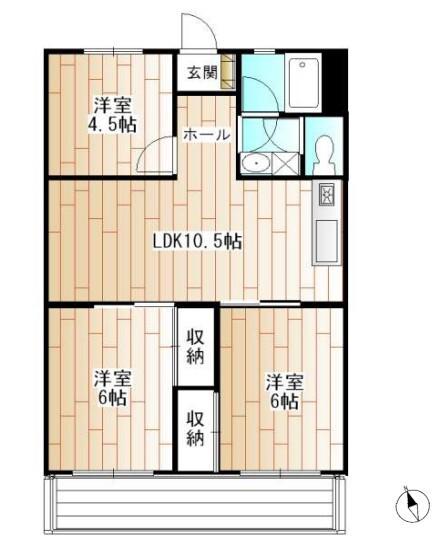 昭和コーポ 深谷(3LDK/3階)の間取り写真