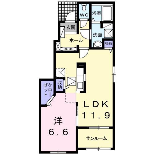 マ・メゾン柞原III(1LDK/1階)の間取り写真