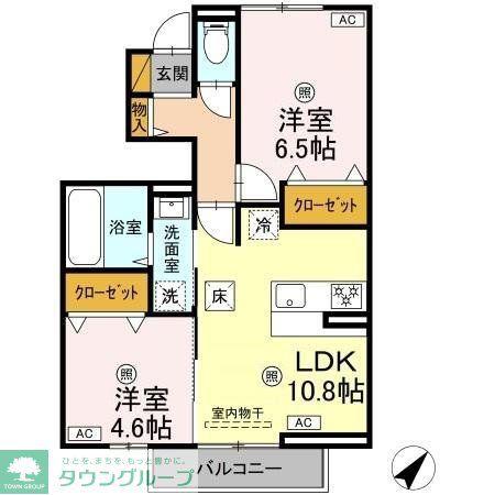 フォレストウッド B棟(2LDK/1階)の間取り写真