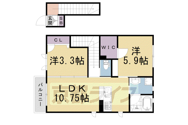 GRANDMAISON(2LDK/2階)の間取り写真