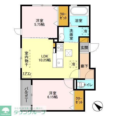 ルナクオーレ(2LDK/2階)の間取り写真