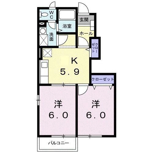 ジールA(2K/1階)の間取り写真
