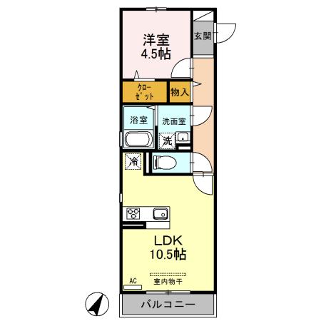 アンラージュ(1LDK/3階)の間取り写真
